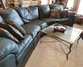 Hunter green sectional reclining sofa