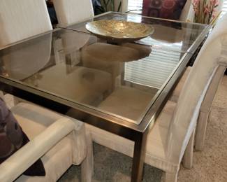 Brass and glass dining table