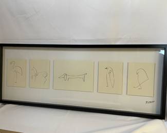 72 PicassosFlamingoPinguinSausageDogShadowboxFramed