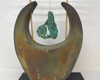 31 HandCraftedClayWoodCopperTabletopSculpturebyCVoigt