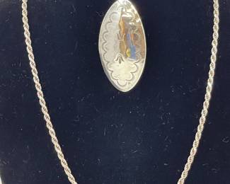 177 925TwistedChainSilverNecklaceSterlingBrooch