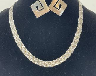 166 5Strand925SliverNecklacewithEarrings