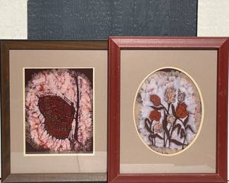50 ButterflyandTulipsPaintonFramedSilks