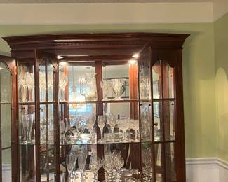 Beautiful China Cabinet - loaded with Mikasa Flame D'Amore Crystal
