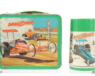 Dragstrip metal lunch box & thermos