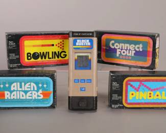 Block Buster hand held video game w. interchangeable cartridges