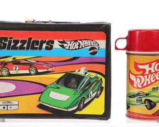 Sizzlers Hot Wheels vinyl lunchbox & metal thermos