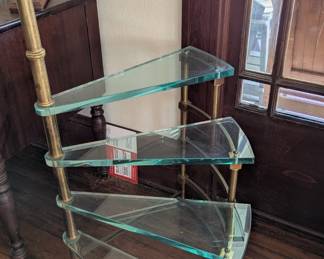 Hollywood Regency brass and glass library ladder possibly Fontana Arte