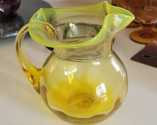 Blown Glass Yellow Pitcher