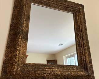 Ornate Gold Tone Wood Rectangular Wall Mirror