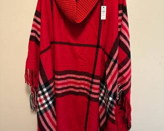 Talbots Plaid Cowl Neck Cape Shawl – Size 2X