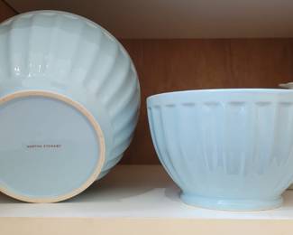 Pair of Martha Stewart Blue Stoneware Nesting Bowls