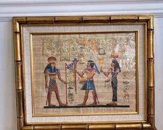 Framed Egyptian Papyrus Pharaoh Art
