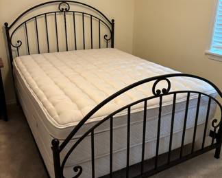 Full Size Bed with Black Metal Bed Frame