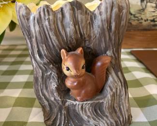 Enesco Squirrel on a Tree Stump Planter