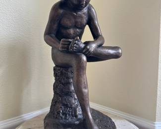 Austin Production Sculpture "Boy Extracting Thorn" Bronze Patina Chalk-ware Sculpture