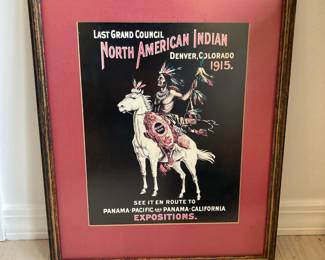 Framed & Matted Last Grand Council North American Indian Poster