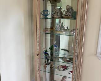 Jasper French Country Style Curio Cabinet with Floral Painted Pattern