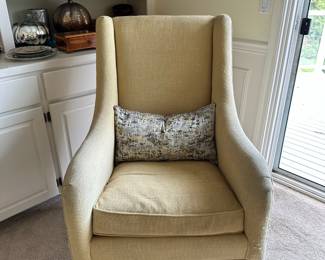 High Wingback Arm Chair with Cream Upholstery