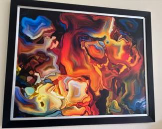 Framed Stained Glass Abstract Art Print