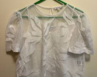 Chico's Floral Mesh Crop Top Shirt