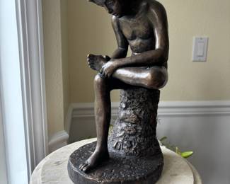 Austin Production Sculpture "Boy Extracting Thorn" Bronze Patina Chalk-ware Sculpture