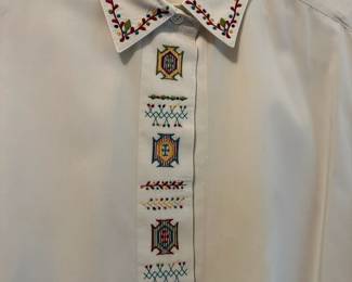 1990's Koret City Blues Southwestern Embroidered Button Down Long Sleeve Shirt – Size Large
