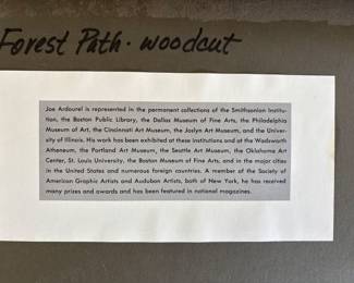 Framed & Matted Woodcut Print "Forest Path" by Joe Ardourel