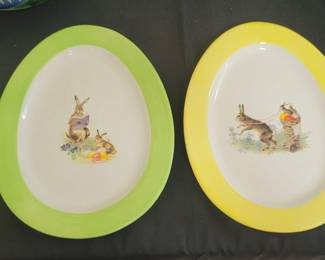 Pair of Williams Sonoma Easter Egg Shaped Plates