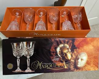 Cristal d'Arques Masquerade Wine Glasses & Liquor Glasses - 2 - Set of 6 Boxes of Each