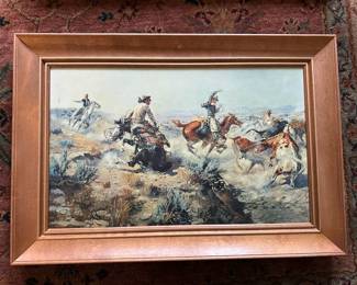 Framed Print "Jerk Down" by Charles M. Russell