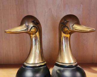 Vintage Brass Duck Head Bookends