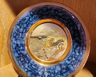24K Gold Edged Japanese Art of Chokin Decorative Plate