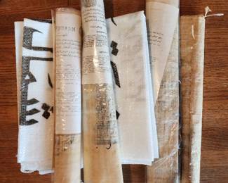 Vintage Egyptian Papyrus Documents with Multilingual Text and Seal