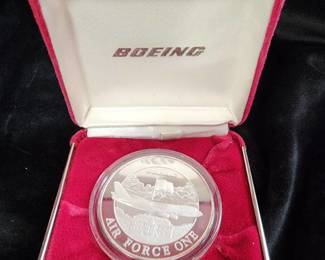 Boeing Air Force One Commemorative Silver Medal in Original Display Case