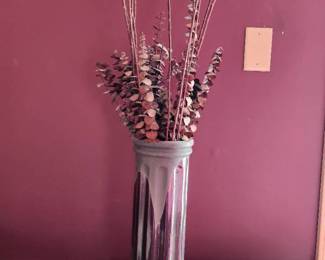 Decorative Column Vase with Metallic Purple Finish - 16 inches