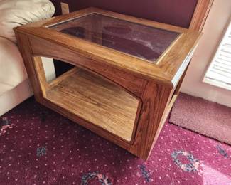 Side Table with Glass Center Top