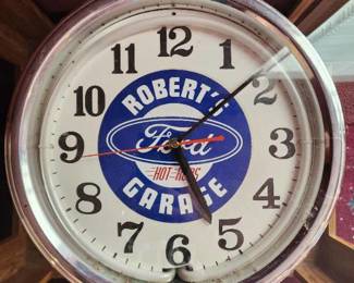 Vintage Robert's Ford Hot-Rod Garage Wall Clock