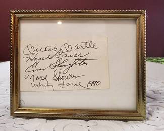 1990 Baseball Hall of Famers Signed Display - Mickey Mantle, Whitey Ford Group Autograph