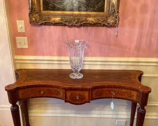 Maitland Smith Console Table and Waterford Vase
