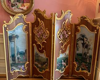 Hand Painted 4 Panel Screen