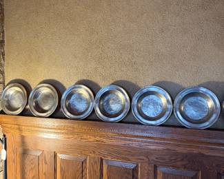 6 Match Pewter 9" Rim Soups