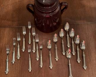 Arte Italica "Giglio" Pewter 9 Forks and 8 Place Spoons