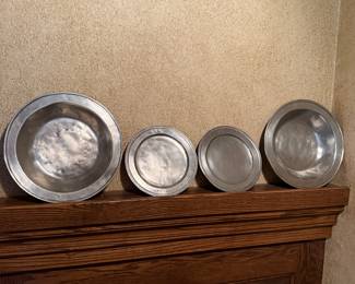 Pair of Match Pewter 8.5" Bowls and a Pair of Match Pewter 6.25" Bread and Butter Plates