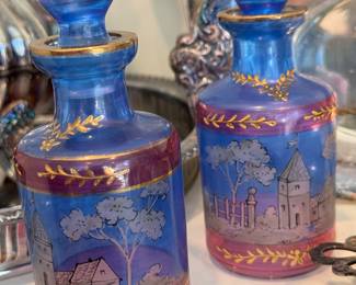 Pair antique perfume bottles