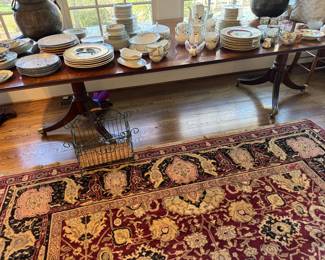 Large banquet two pedestal dining table