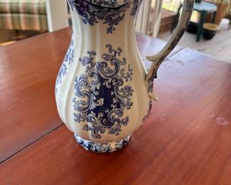 Blue and white pitcher