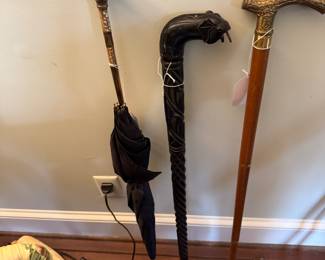 Vintage canes and umbrella