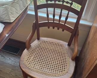 Set of antique rush bottom chairs