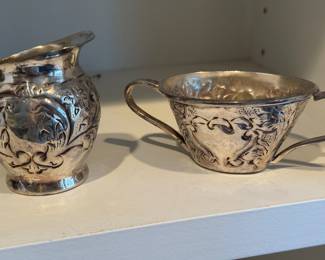 Pair of antique sugar and creamer